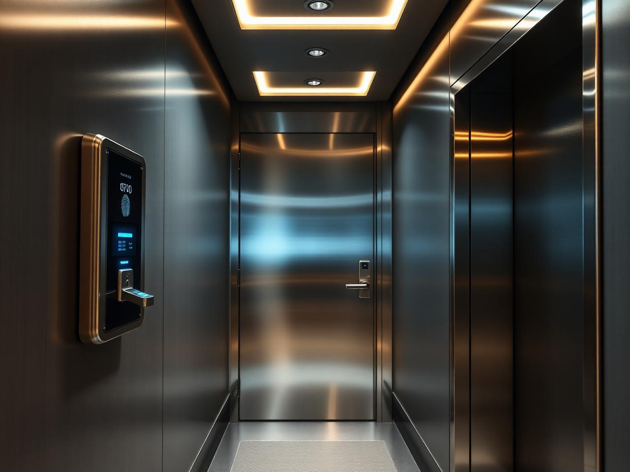 Biometric reader beside a secure door