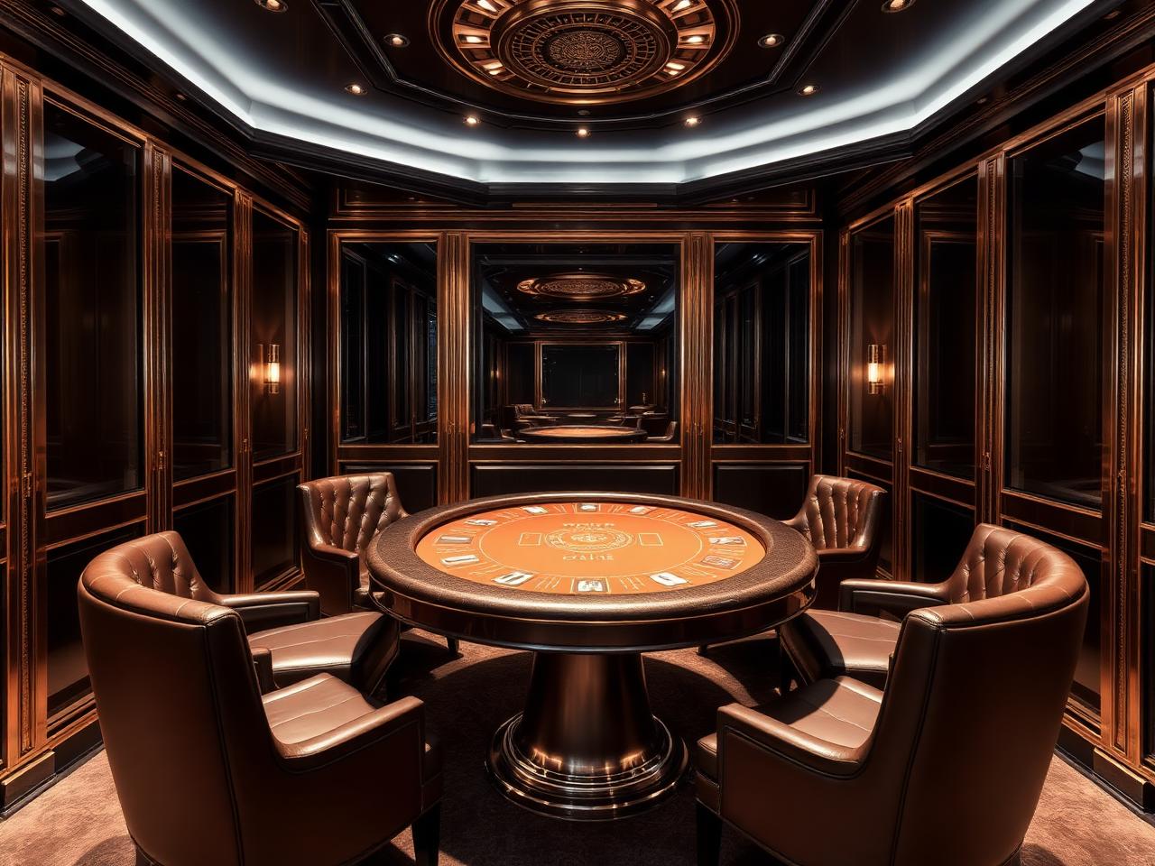Premium gaming table in a private salon with leather seating